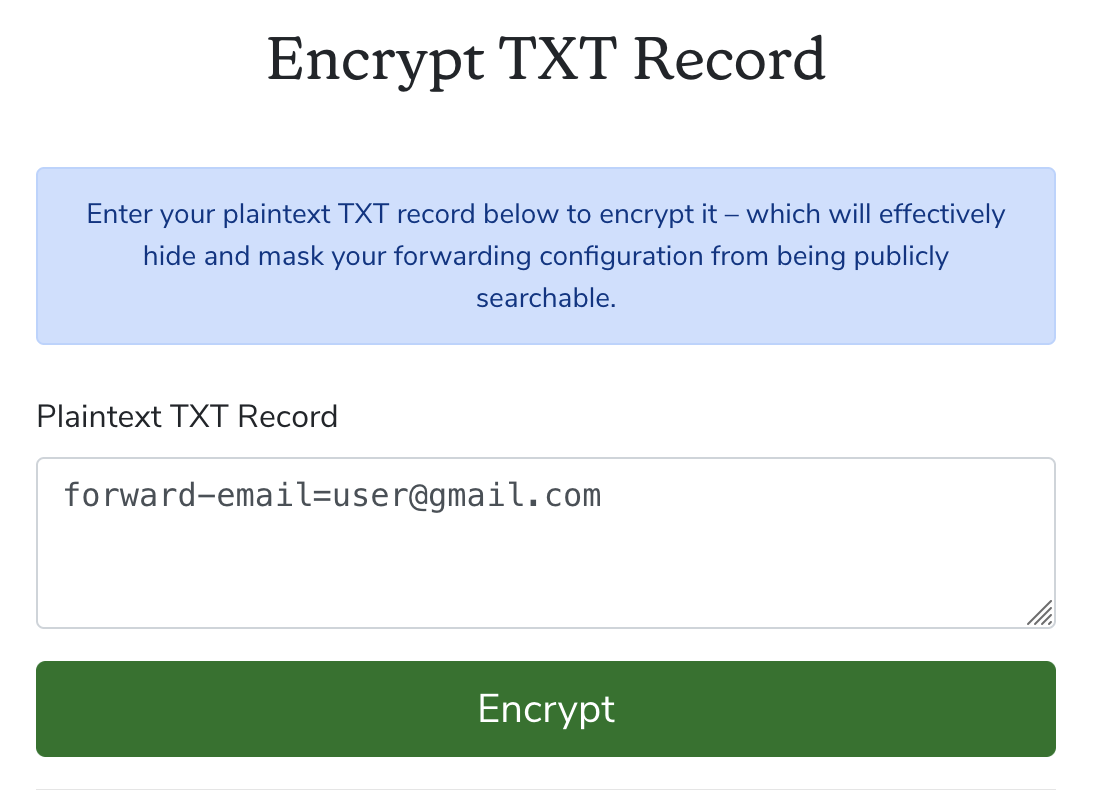 Encrypt TXT Record