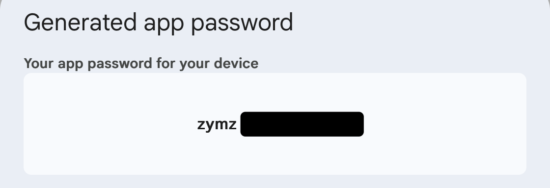 Generated app password