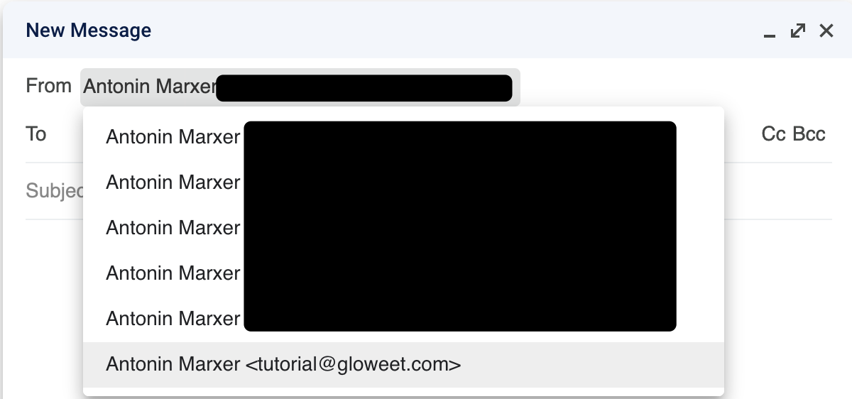 Email dropdown